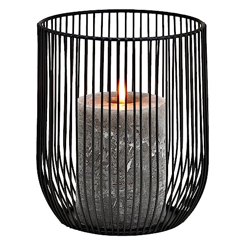 matches21 Trendiger Kerzenhalter aus Metall - Moderner Kerzenhalter Draht schwarz - Windlicht für draußen Tischdeko Ø 12 cm von matches21 HOME & HOBBY