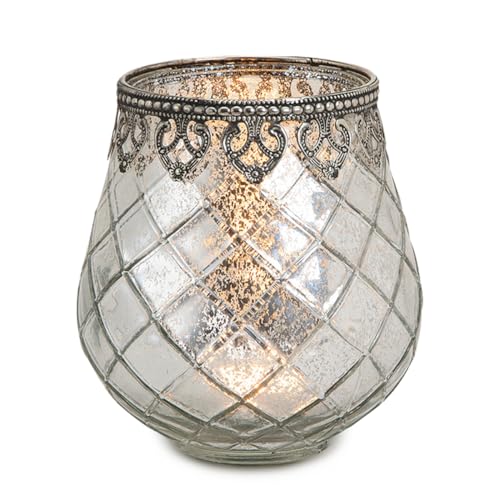 matches21 Windlicht Teelichtglas Kerzenglas Orientalisch Silber antik Glas/Metall Vintage - 14 cm 1 STK von matches21 HOME & HOBBY