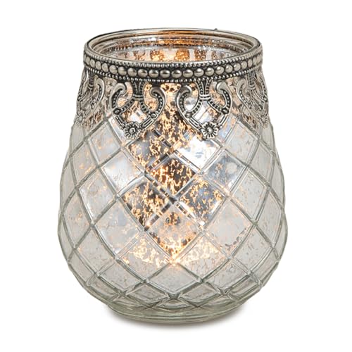 matches21 Windlicht Teelichtglas Kerzenglas Orientalisch Silber antik Glas Metall Vintage - 10 cm 1 STK von matches21 HOME & HOBBY