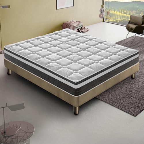 MaterassieDoghe – Matratze 200x200 cm – Kaltschaummatratze mit Memory Shaum - Steifigkeit h4 – Extra steif - Höhe 30 cm (Höhe 30 cm, 200x200 cm) von materassi e doghe
