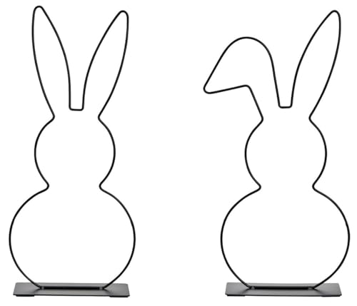 2er Set Aufsteller Hase aus Metall schwarz - Osterhase Drahthase Osterdeko Silhouette 17x39x8cm von matrasa