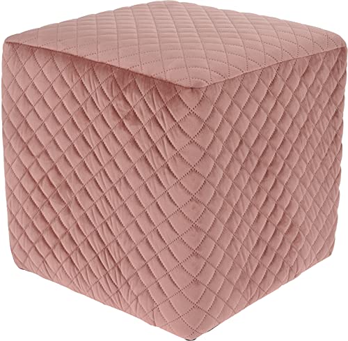 Dekohocker Cube Altrosa Velours - Samt Rosa Sitzhocker Hocker 32x32x34cm Karo von matrasa