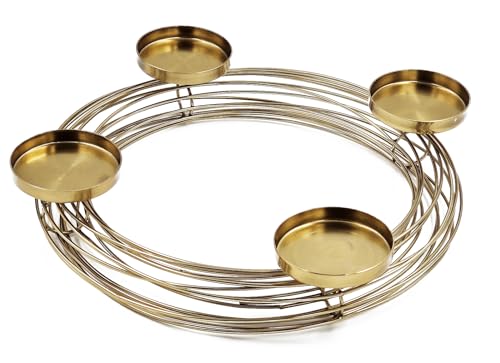 Design Adventskranz Rings aus Metall - Kerzenleuchter Advent Kerzenhalter Scandi (Gold) von matrasa