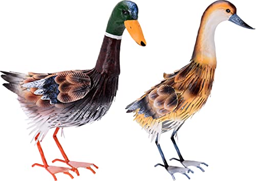 Entenpaar aus Metall - Ente und Erpel Dekofigur für Garten - Stockente 41 cm von matrasa