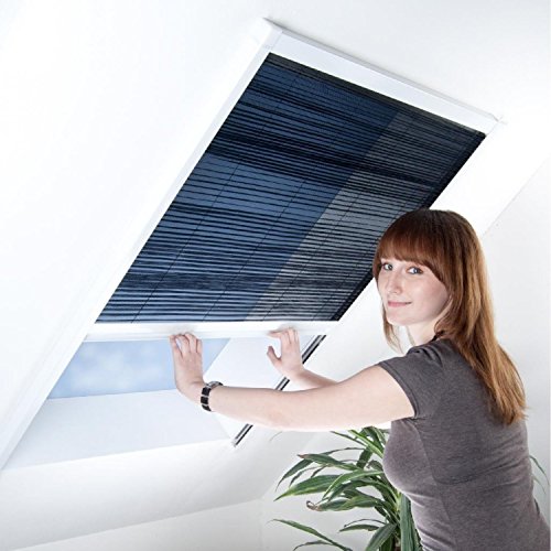 Fliegengitter Plissee für Dachfenster bis max. 150 x 177 cm - Insektenschutz - Dachfensterplissee - 160 x 180 cm | weißer Rahmen von matrasa