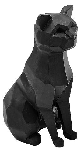 Katze Skulptur - Deko Figur Geometrisch Origami Design - Schwarz Polyresin 10x13x20cm von matrasa