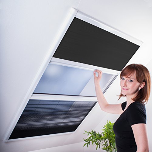 Kombi Dachfenster-Plissee - Sonnenschutz & Fliegengitter für Dachfenster 110 x 160 cm (für Fenster bis max. 100 x 154 cm) | weißer Rahmen von matrasa