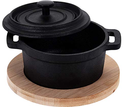 Ofentöpfchen - Gusseisen Topf für Crumble Auflauf Tapas Fajitas Auflaufförmchen mit Deckel 10x7cm von matrasa