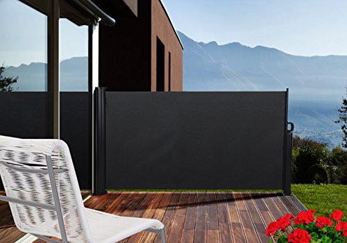 Seitenmarkise - Sichtschutz für die Terrasse - Windschutz Blickschutz (140 cm x 300 cm, Anthrazit (RAL 7022)) von matrasa