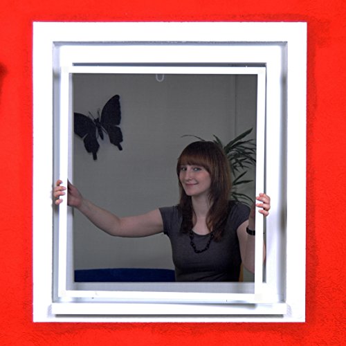 Fliegengitter Smart flächenbündig für flächenversetzte Fenster - Alu Bausatz für Fenster - Insektenschutz 100 cm x 120 cm | Brauner Rahmen von matrasa