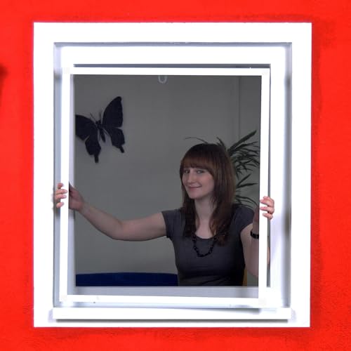 Smart flächenbündiger Alu Bausatz für Fenster - Fliegengitter Insektenschutz 130 cm x 220 cm | Weißer Rahmen von matrasa