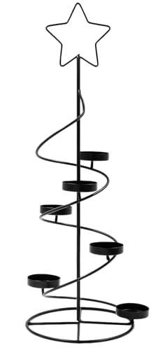 Teelichtspirale Stella Schwarz -Teelichthalter Weihnachtsdeko Kerzenhalter Weihnachten Advent 50 cm von matrasa