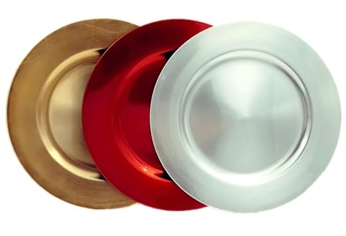 matrasa 6 Festliche Dekoteller glänzend - Ø 33 cm - Mehrweg Unterteller Platzteller Dekoschale Rot von matrasa