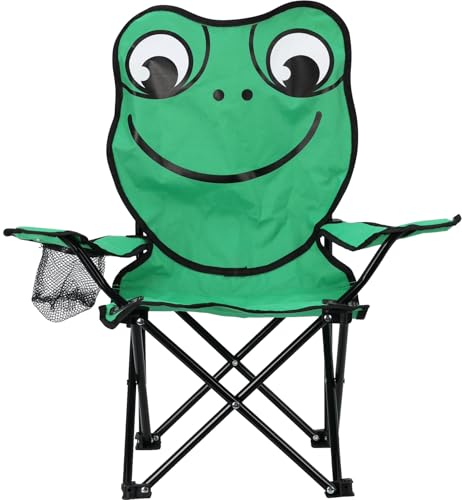 matrasa CCampingstuhl für Kinder - Klappstuhl Strandstuhl Gartenstuhl Kinderstuhl - Elefant Frosch AFFE Katze (Frosch Version 2 (Grün)) von matrasa