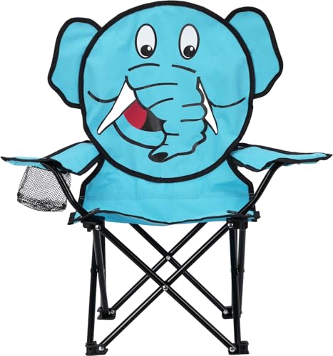 matrasa Campingstuhl für Kinder - Klappstuhl Strandstuhl Gartenstuhl Kinderstuhl - Hai Marienkäfer Flamingo Frosch (Elefant Version 2 (Blau)) von matrasa