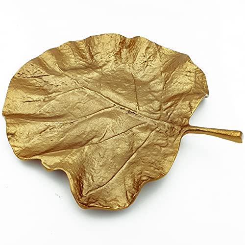 matrasa Dekoschale Leaf Gold - Schale in Blattform - Dekoblatt Blatt Aluguss 34x33cm Variante 2 von matrasa