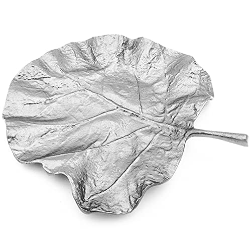 matrasa Dekoschale Leaf Silber - Schale in Blattform - Dekoblatt Blatt Aluguss 34x33cm Variante 2 von matrasa