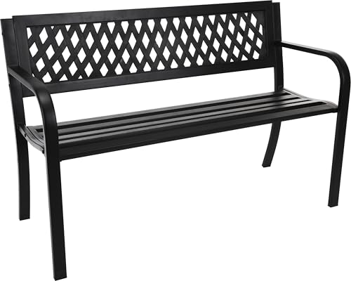 matrasa Gartenbank RIPOSO - Parkbank Sitzbank Bank mit Metallgestell - 119x50x75cm Schwarz von matrasa