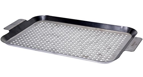 matrasa Grillplatte gelocht aus Edelstahl - Grillpfanne eckig - Grillschale 25 x 42 cm von matrasa