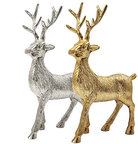 matrasa Hirsch aus Aluminium - Weihnachtsdeko Rentier Dekoration Figur 25 cm - Gold von matrasa