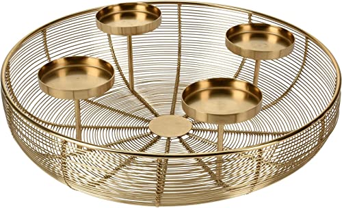 matrasa Korb Adventskranz aus Metall - Kerzenleuchter Design Advent Kerzenhalter schmückbar Ø 36cm Gold von matrasa