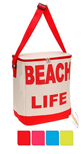 matrasa Kühltasche Beach - 17 Liter - 35 x 28,5cm - Kühlbox - Strandtasche (35 x 28.5 cm - ROSA) von matrasa