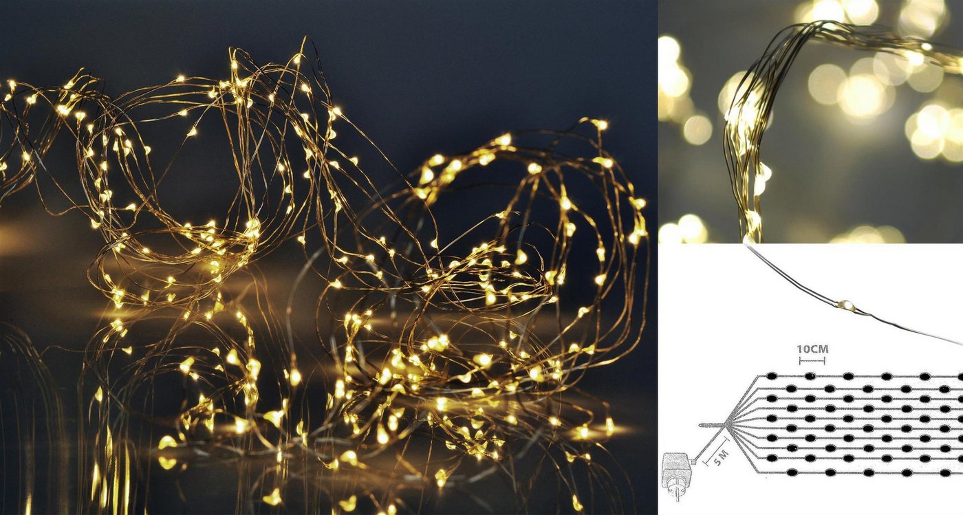 matrasa LED-Lichterkette Tropfen Micro LED Leuchtdraht - Lichtdraht für innen & außen, 300-flammig, mit 10 Strängen matrasa LED-Lichterkette Tropfen Micro LED Leuchtdraht - Lichtdraht für innen & außen, 300-flammig, mit 10 Strängen von matrasa