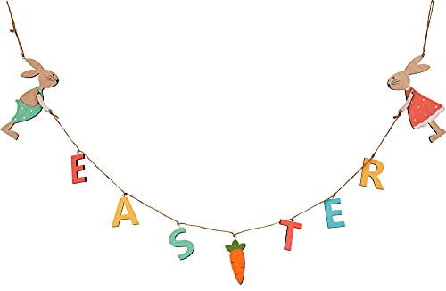 matrasa Ostergirlande Hase Easter aus Holz - Girlande Türdekoration Wanddekoration 130 cm von matrasa
