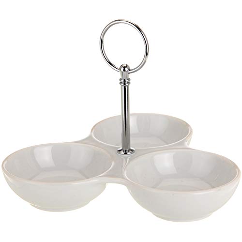 matrasa Snackschale - 3 Fächer mit Metallgriff - Antipasti Nüsse Dips Tapasschale Servierschale 20x26,5cm von matrasa