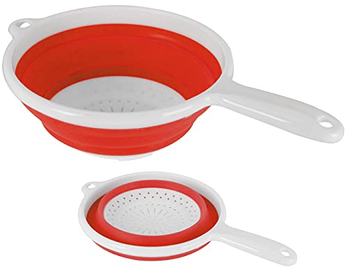 matrasa Stielseiher aus Silikon - faltbar & platzsparend - Sieb Seiher Nudelsieb Ø 22cm Rot von matrasa