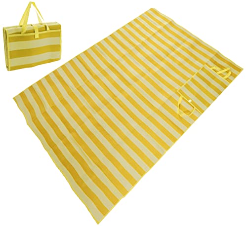 matrasa Strandmatte gestreift 150 x 200 cm Strohmatte aus Kunststoff - wasserabweisend - XXL (Gelb) von matrasa