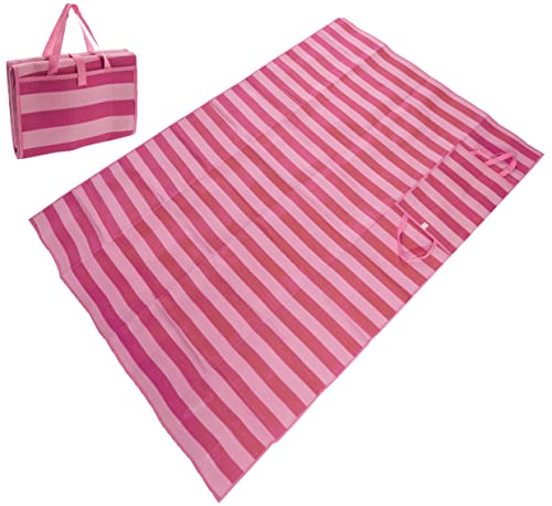 matrasa Strandmatte gestreift 150 x 200 cm Strohmatte aus Kunststoff wasserabweisend XXL (Pink) von matrasa