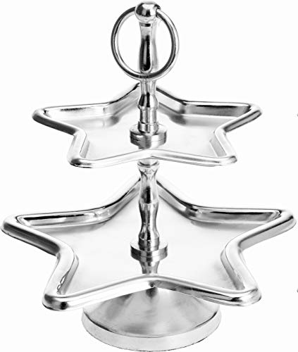 matrasa Weihnachtliche Etagere Zwei Etagen Sternform - Metall Stern Etagere Silber 26 cm von matrasa