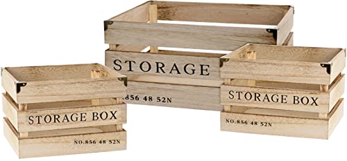 matrasa Weinkisten aus Holz zur Dekoration - Vintage Cargo Design - Aufbewahrung Kiste - 3er Set von matrasa