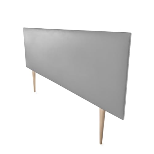 Mattfy Kopfteil Nantes gepolstert + Beine, hochwertiger Bezug aus Kunstleder, praktisch und attraktives Design, Holz, Silber, 115 x 60 cm (Cama 100/105) von mattfy