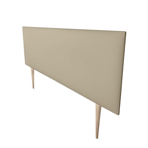 Mattfy Kopfteil Nantes gepolstert + Beine, hochwertiger Bezug aus Kunstleder, praktisch und attraktives Design, Holz, beige, 100 x 60 cm (Cama 90) von mattfy