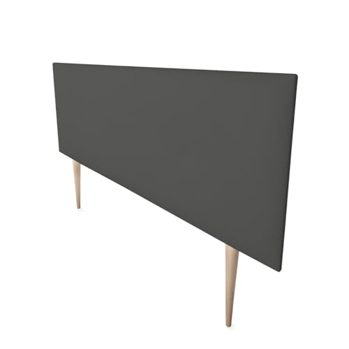 Mattfy Kopfteil Nantes gepolstert + Beine, hochwertiger Bezug aus Kunstleder, praktisch und attraktives Design, Holz, grau, 145 x 60 cm (Cama 135/140) von mattfy