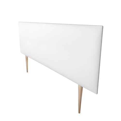 Mattfy Kopfteil Nantes gepolstert + Beine, hochwertiger Bezug aus Kunstleder, praktisch und attraktives Design, Holz, weiß, 90 x 60 cm (Cama 80) von mattfy