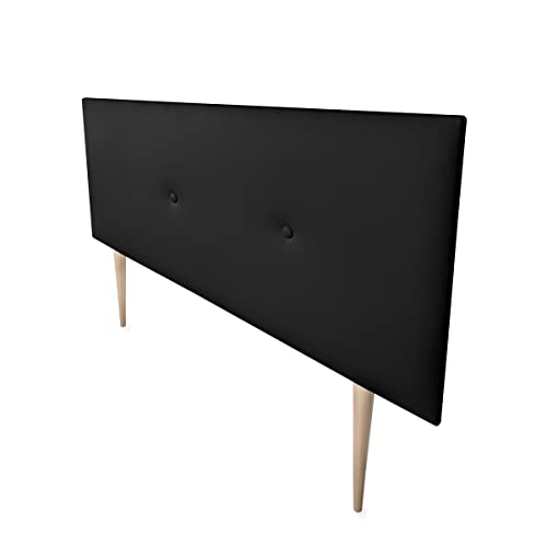 Mattfy gepolstertes Kopfteil Modell Malta | Bezug aus hochwertigem Kunstleder, Holz, Schwarz, 100 x 60 cm Con Patas (Cama 90) von mattfy