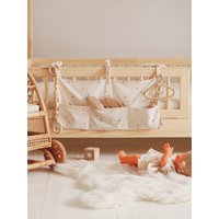 Ecru Kleine Blumen - Betttasche, Bettaufbewahrung, Babybett von matuu