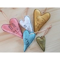 stoffherzen Im Set, Leinen, Leinenherzen, Osterdeko, Frühling, Dekoherzen von maubisshop