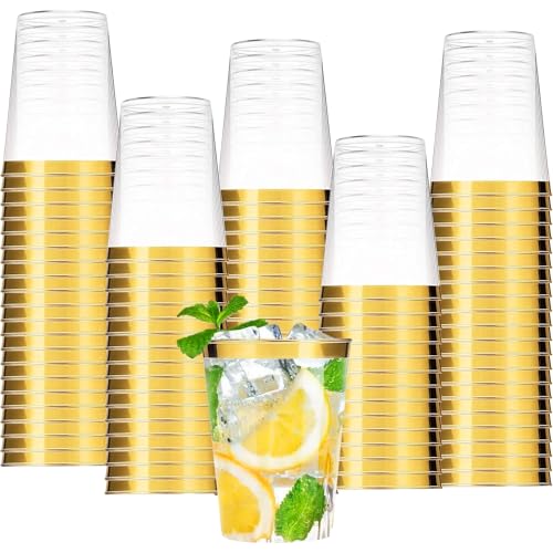 mauepersu 50 Stück Plastikbecher mit Gold, 350ml Becher aus Kunststoff Wiederverwendbare Trinkbecher Elegante Party Weingläser für Champagner Bier Cocktail Martini Soda Dessert mauepersu 50 Stück Plastikbecher mit Gold, 350ml Becher aus Kunststoff Wiederverwendbare Trinkbecher Elegante Party Weingläser für Champagner Bier Cocktail Martini Soda Dessert von mauepersu