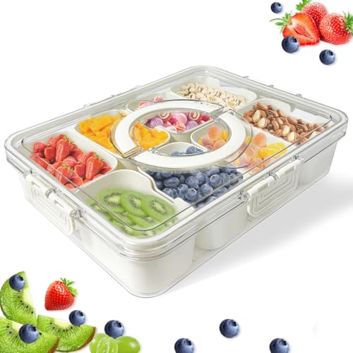 mauepersu Snackschale, Snackbox mit Deckel, Kinder Obstbox, Snackschalen & Dipschalen mit Tablett,Küche Gewürze Box mit 8 Fächern für verschiedene Gewürze und Früchte,Ideal für Familien und Picknicks mauepersu Snackschale, Snackbox mit Deckel, Kinder Obstbox, Snackschalen & Dipschalen mit Tablett,Küche Gewürze Box mit 8 Fächern für verschiedene Gewürze und Früchte,Ideal für Familien und Picknicks von mauepersu