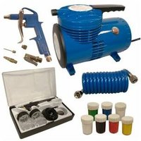 Mauk - AirBrush Komplett Set Kompressor Farbpistole mit Zubehör ölfrei 170 w 64 l/min von mauk