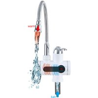 Armatur digitaler Wasserhahn - elektrischer Durchlauferhitzer mit led Temperaturanzeige und flexiblem Hals - weiß - Mauk von mauk