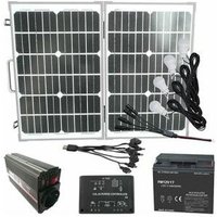 High Tech Solar Set 50 w mit Stromumwandler Solarpanel Batterie Laderegler und 4 led Leuchten - Mauk von mauk