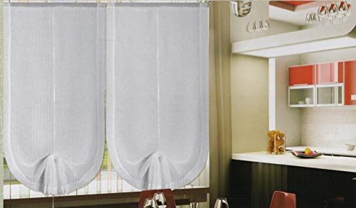 mauro 2er Set Raffrollo Scheibengardine für Fenster und Tür Breite 45/65/90 cm, Farbe naturweiß (Breite x Höhe 45x240 cm) von mauro