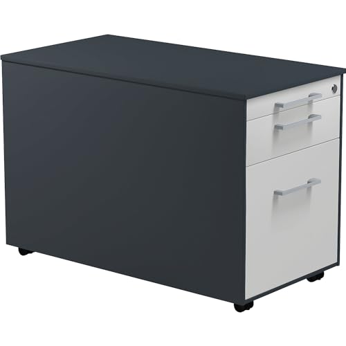 mauser | Schubladencontainer auf Rollen | HxT 520 x 800 mm | 1 Materialschub | 1 Hängeregistratur | anthrazitgrau/lichtgrau/anthrazitgrau von mauser