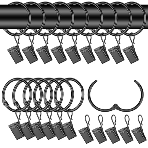 42 Stück Gardinenringe mit Clips, 32mm Metall Vorhangringe mit Clips, Gardinenringe mit Haken, Duschvorhang Ringe mit Clips, Hängend Vorhang Ringe für Fenster Duschvorhänge Gardinen Clips, Schwarz 42 Stück Gardinenringe mit Clips, 32mm Metall Vorhangringe mit Clips, Gardinenringe mit Haken, Duschvorhang Ringe mit Clips, Hängend Vorhang Ringe für Fenster Duschvorhänge Gardinen Clips, Schwarz von mauuuba