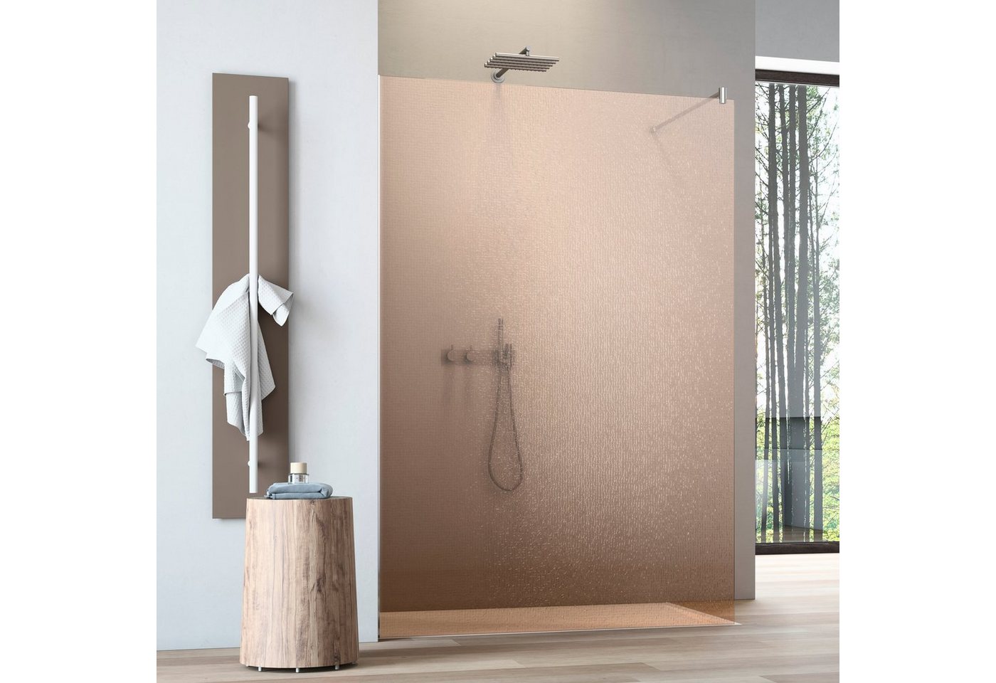 maw by GEO Walk-in-Dusche flex A-W001CBR, Einscheibensicherheitsglas, Crash-Glas Bronze von maw by GEO